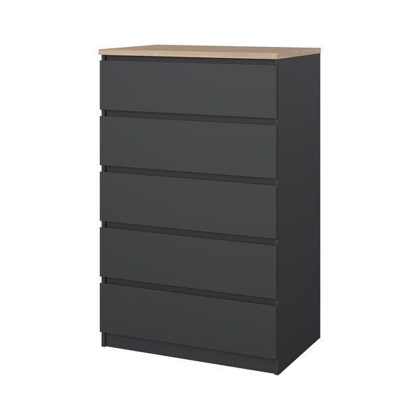 Comodă gri închis 77x121x50 cm Naia – Tvilum