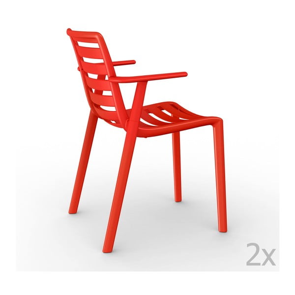 Set 2 scaune grădină, cu cotiere, Resol Slatkat, roșu