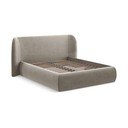 Pat matrimonial taupe tapițat cu spațiu de depozitare cu somieră 180x200 cm Hauke – Makamii