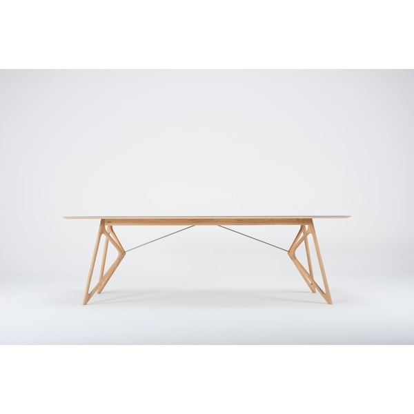 Masă de dining din lemn masiv de stejar 240x90 cm Tink - Gazzda-image-3