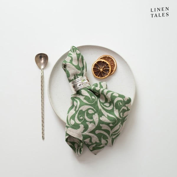 Șervețel din in 40x40 cm Evergreen Damask – Linen Tales-image-1