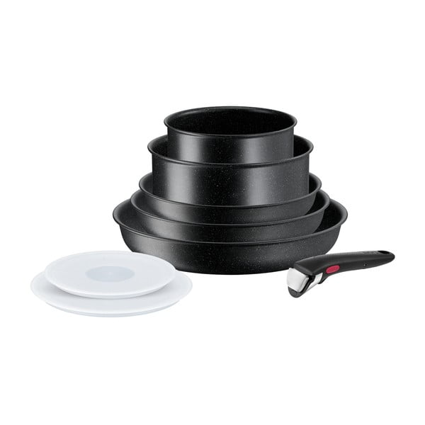 Set de vase pentru gătit 8 buc. din aluminiu INGENIO Black stone L3998802 – Tefal