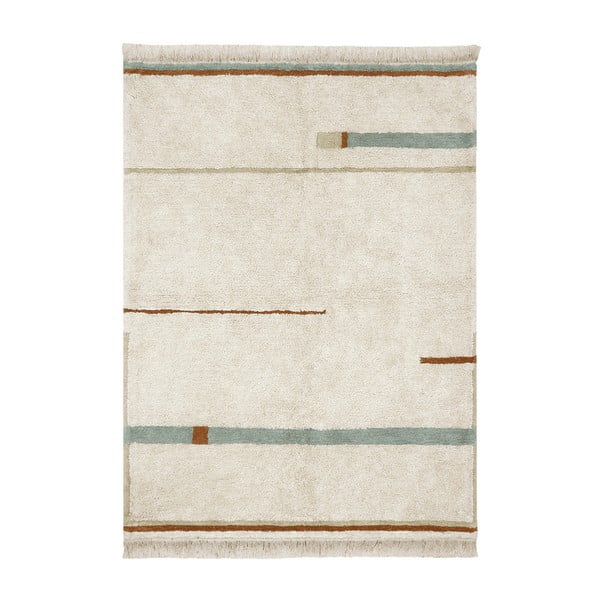 Covor albastru/crem lavabil/țesut manual din bumbac 140x200 cm Lanes Vintage Blue – Lorena Canals