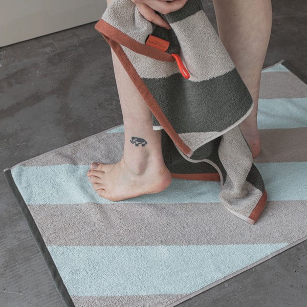 Covoraș de baie verde mentă din bumbac organic 50x80 cm Diagonal – Mette Ditmer Denmark-image-1