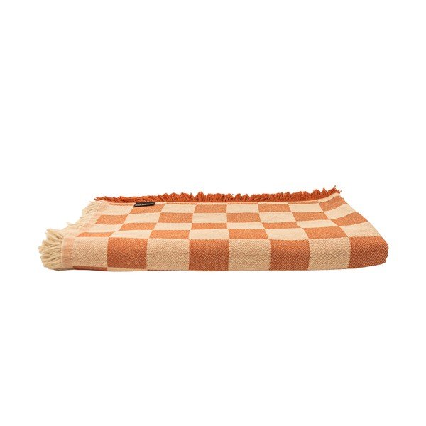 Cuvertură cărămizie/bej pentru pat dublu 240x240 cm Terracota Checkerboard – Really Nice Things-image-2