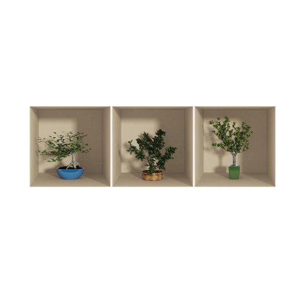 Set 3 autocolante cu efect 3D Ambiance Small Trees-image-1