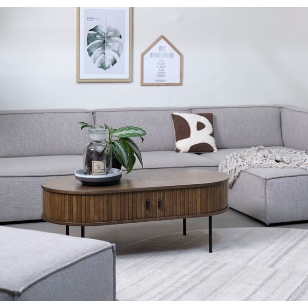Măsuță de cafea în culoare naturală cu aspect de lemn de stejar 60x120 cm Nola – Unique Furniture-image-1