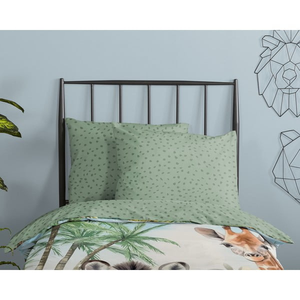 Lenjerie de pat pentru copii verde din bumbac pentru pat de o persoană 140x200 cm Thabo – Good Morning-image-2