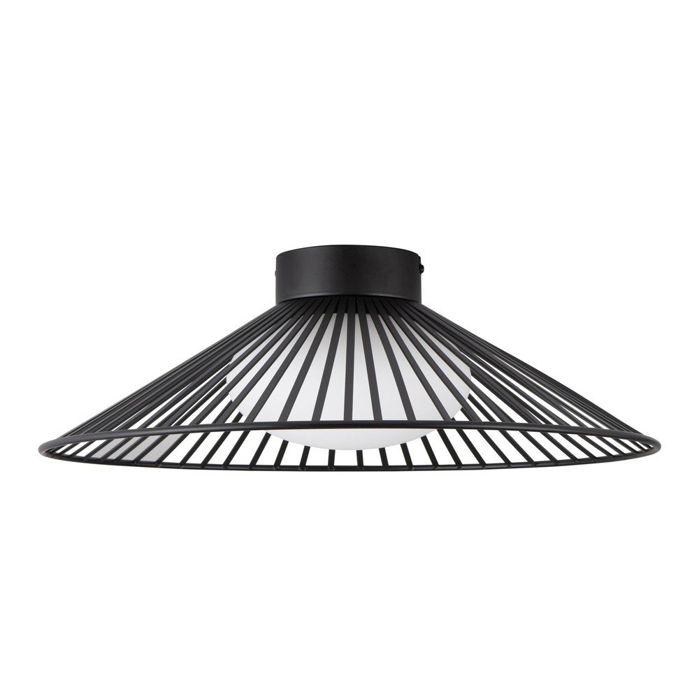 Plafonieră negru-mat LED din metal cu abajur din sticlă Brume – Nova Luce