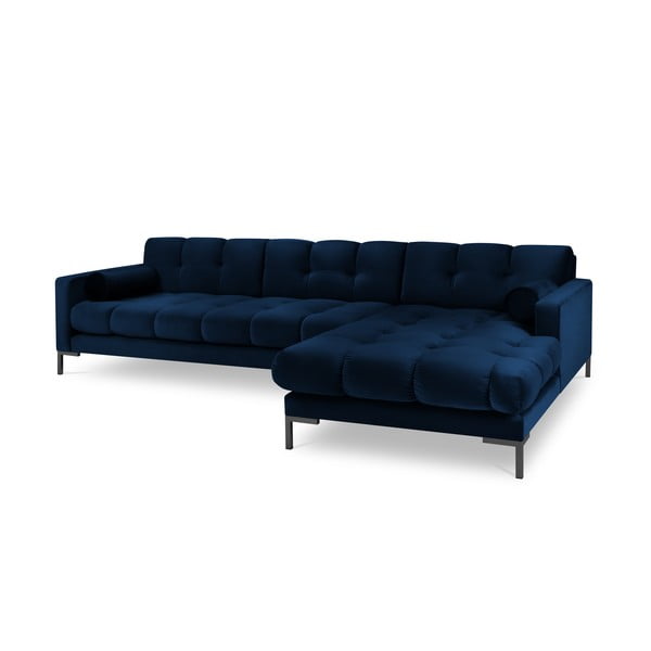 Colțar din catifea cu extensie pe partea dreaptă Cosmopolitan Design Bali, albastru închis-image-2