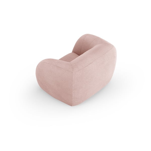 Fotoliu roz deschis cu tapițerie din stofă bouclé Essen – Cosmopolitan Design-image-3
