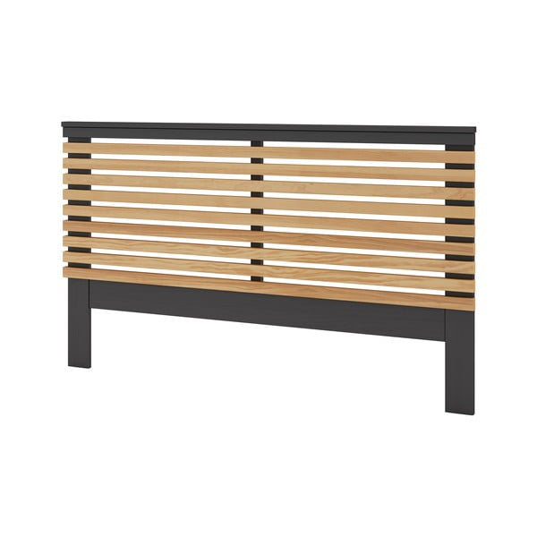 Tăblie de pat negru/natural din lemn masiv de pin 163x100 cm Lavis – Marckeric-image-3