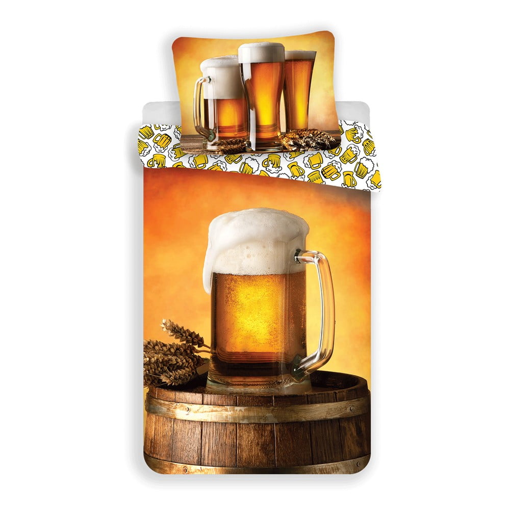Lenjerie de pat chihlimbar din bumbac pentru pat de o persoană 140x200 cm Beer – Jerry Fabrics