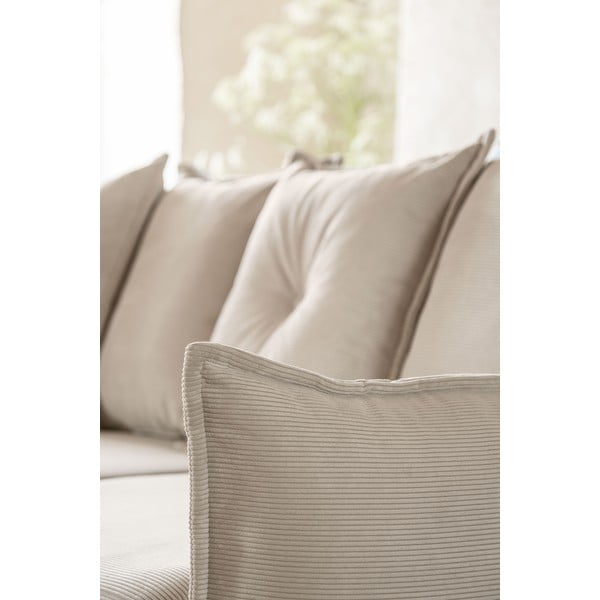 Colțar bej extensibil cu tapițerie din catifea reiată  (colț stânga/în formă de "U") Lazy Lukka – Miuform-image-1