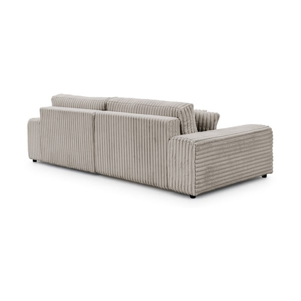 Colțar gri deschis extensibil, cu spațiu de depozitare, cu tapițerie din catifea reiată  (cu colț pe partea dreaptă) Sarina – Ropez-image-3