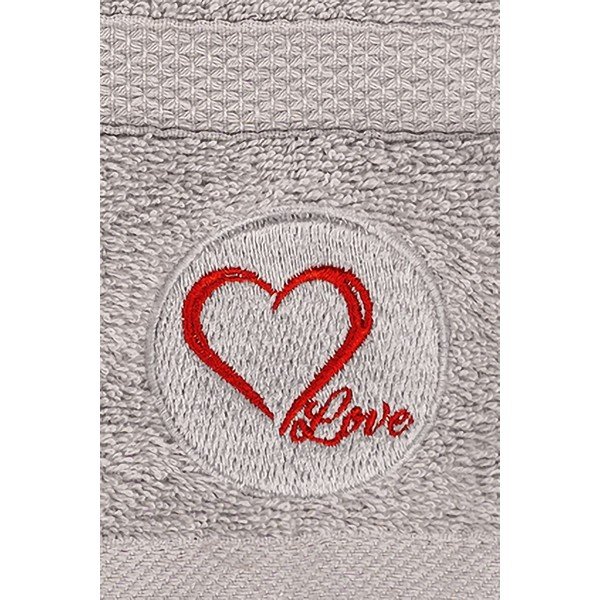Prosoape de baie gri 2 buc. din bumbac din frotir Love – Foutastic-image-1