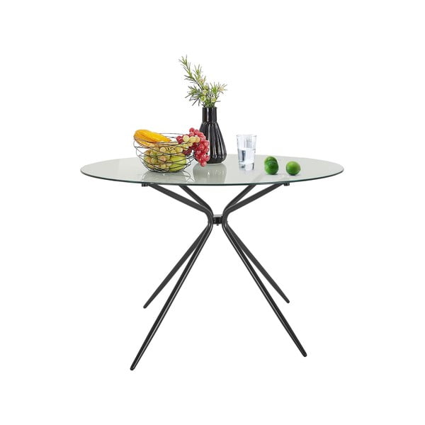 Masă de dining rotundă cu blat din sticlă ø 110 cm Silvie – Støraa-image-1