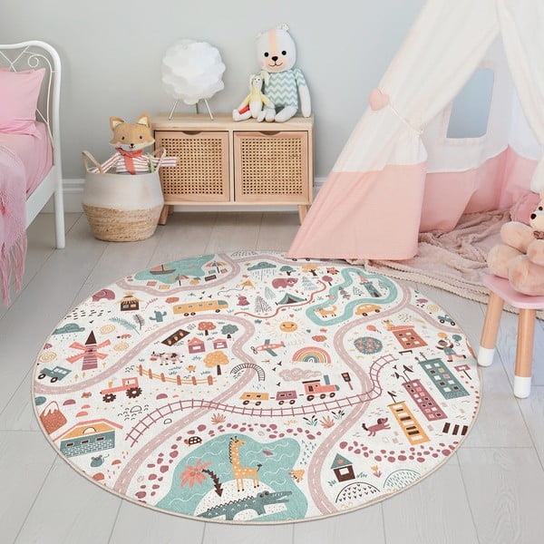 Covor de joacă pentru copii lavabil ø100 cm Furry World – Mila Home-image-3