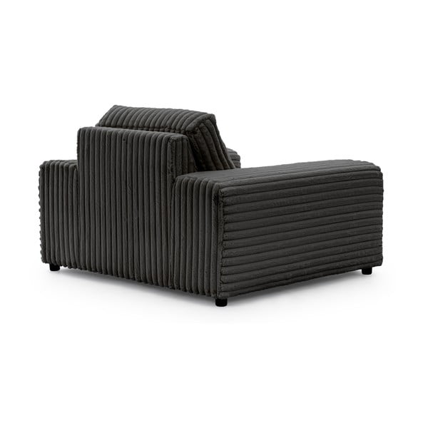 Fotoliu gri închis cu tapițerie din catifea reiată Justin – Ropez-image-3