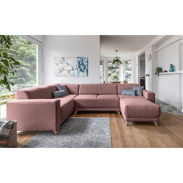 Colțar roz extensibil/cu spațiu de depozitare (cu colț pe partea stângă/în formă de "U") Classy Sophie – Miuform-image-1