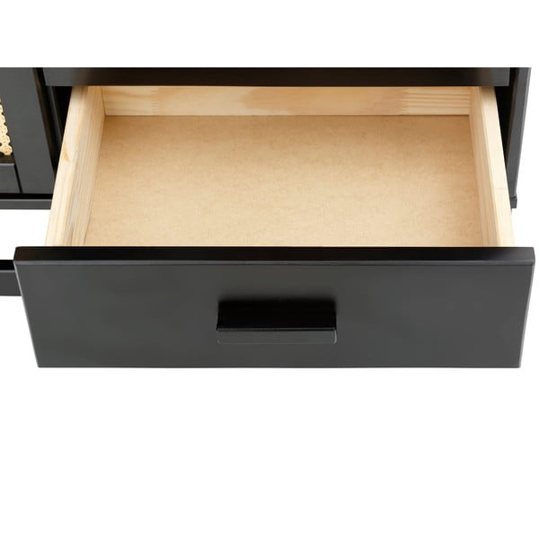 Comodă din lemn de pin cu uși din ratan Støraa Jolene, lățime 90 cm, negru-image-4