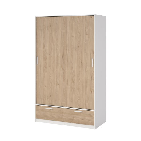 Șifonier alb/cu  aspect de lemn de stejar cu ușă glisantă 121x200 cm Line – Tvilum