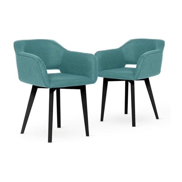 Set 2 scaune cu picioare negre My Pop Design Oldenburger, albastru deschis