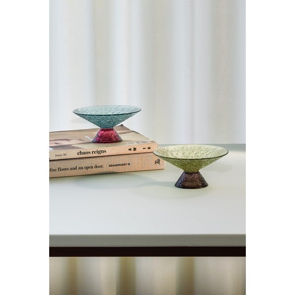 Bol verde/maro pentru fructe din sticlă ø 15 cm Bonbon – Hübsch-image-3