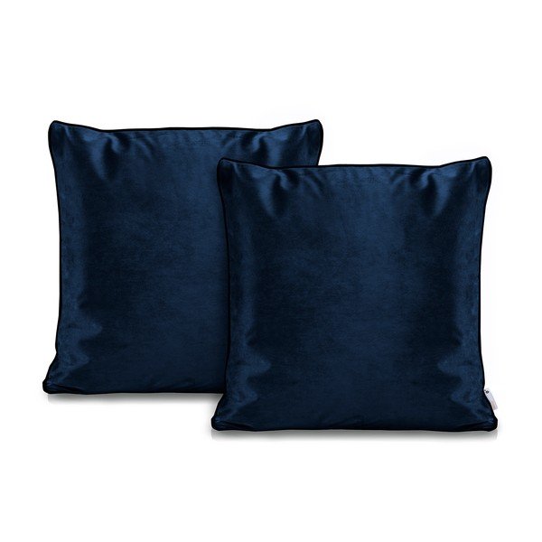 Set 2 fețe de pernă DecoKing Rimavelvet Dark Blue, 45 x 45 cm, albastru închis-image-1