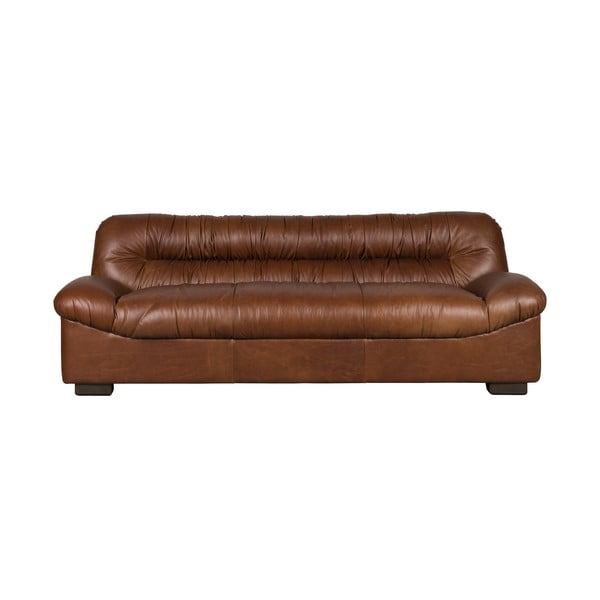Canapea maro cu tapițerie din piele 214 cm Douglas – Dutchbone