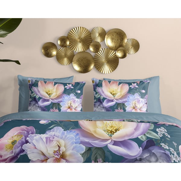 Lenjerie de pat albastră din bumbac satinat pentru pat de o persoană/extinsă 140x220 cm Mirery – Descanso-image-2