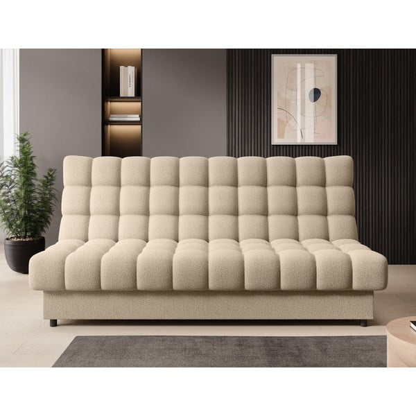 Canapea bej extensibilă/cu spațiu de depozitare cu tapițerie din țesătură bouclé 197 cm Clareta – ELTAP-image-1