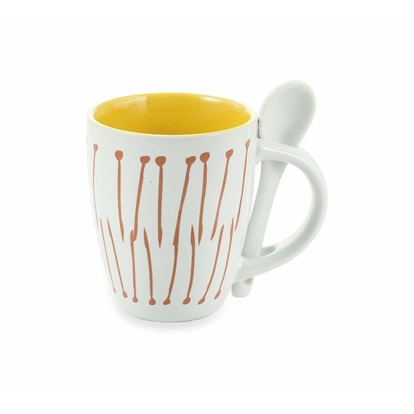 Set 6 căni din gresie ceramică cu linguriță VDE Tivoli 1996 Marea-image-1