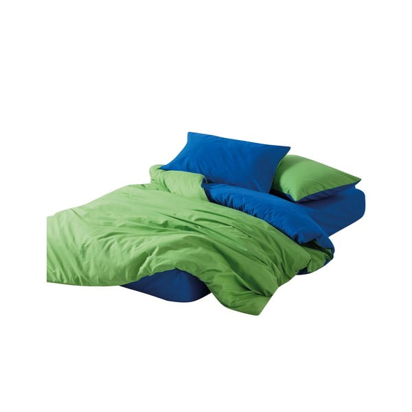 Lenjerie de pat verde-albastră din bumbac ranforcé pentru pat dublu, extinsă cu cearceaf inclus, cu 4 piese 200x220 cm Sage – Mijolnir