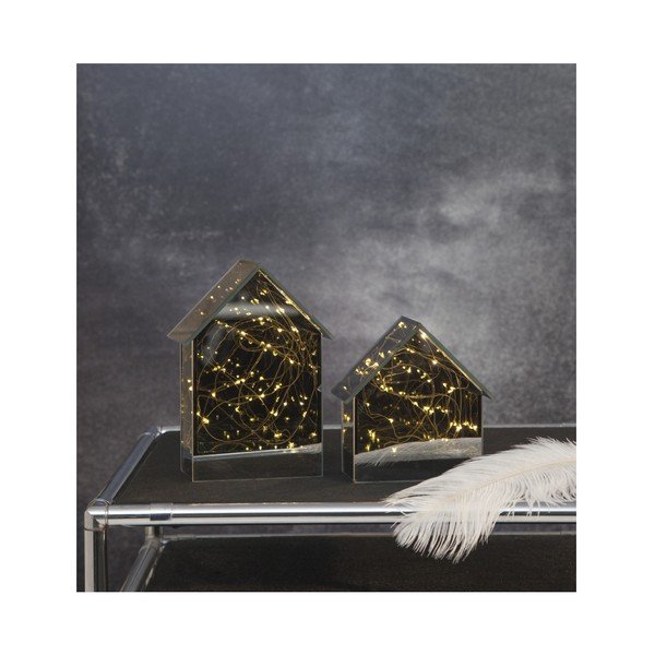Decorațiune din sticlă, cu LED, Best Season Mirror House, înălțime 20 cm-image-2