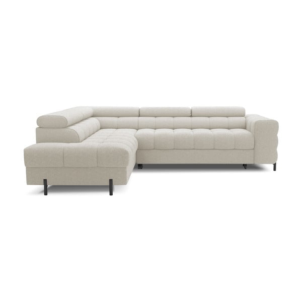 Colțar crem extensibil/cu spațiu de depozitare cu tapițerie din țesătură bouclé (cu colț pe partea stângă/în formă de ”L”) Ferucce – ELTAP-image-2