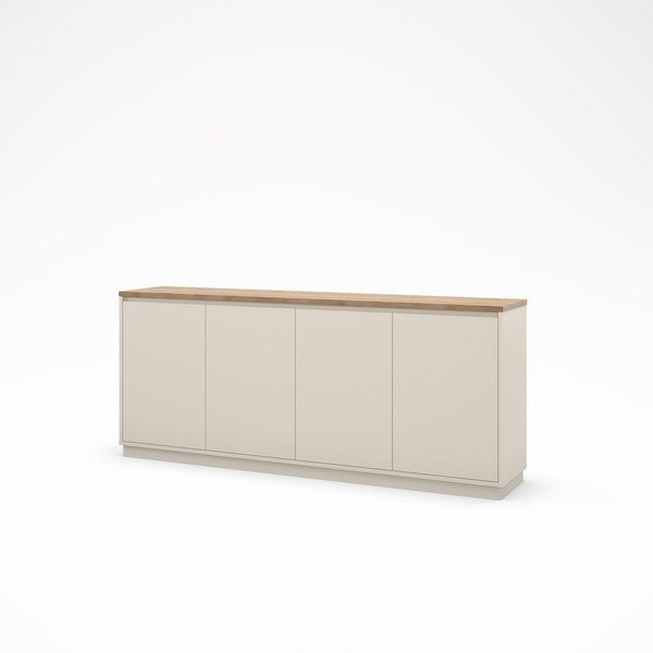 Comodă bej cu aspect de lemn de stejar 201x84x40 cm Loreta – Marckeric-image-3