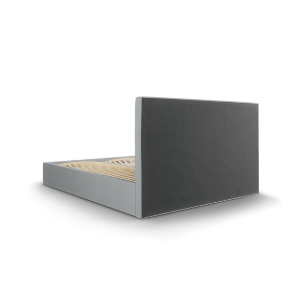 Pat matrimonial 180x200 cm gri tapițat cu spațiu de depozitare cu somieră Juniper – Mazzini Beds-image-4