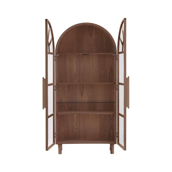 Vitrină în culoare naturală închisă cu aspect de lemn de nuc 90x195x40 cm Sandor – Jotex-image-4