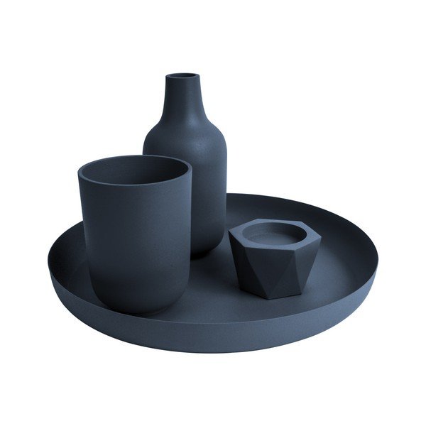 Tavă rotundă din ceramică Present Time Nimble, albastru închis-image-1