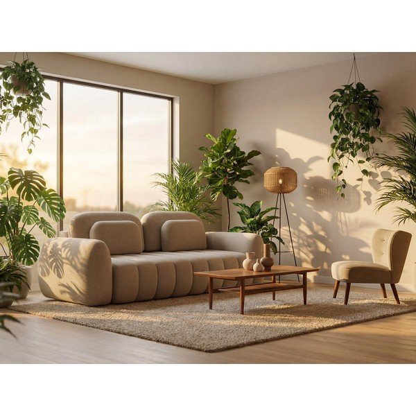 Canapea gri închis extensibilă/cu spațiu de depozitare cu tapițerie din țesătură bouclé 266 cm Pele – Makamii-image-1