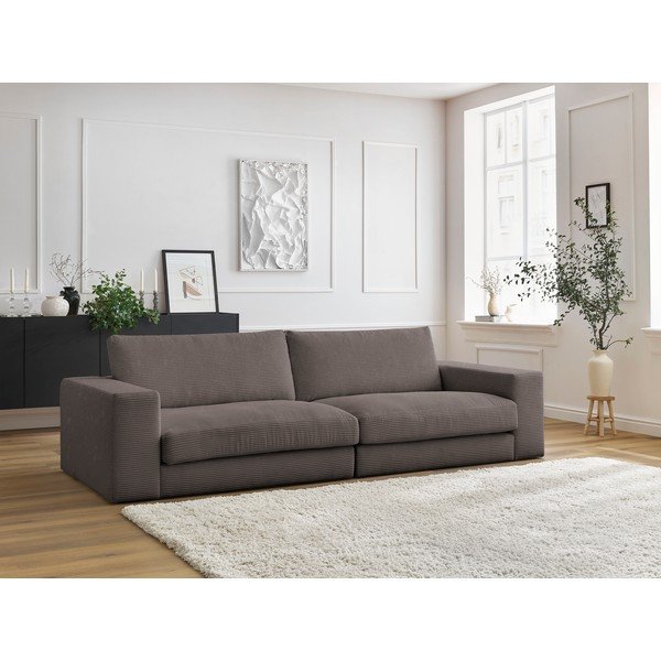 Canapea taupe cu tapițerie din catifea reiată  274 cm Leonard – Bobochic Paris-image-1