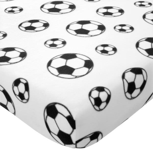 Cearceaf pentru copii alb din polar/fleece pentru pat de o persoană cu elastic 90x190 cm Football – Catherine Lansfield