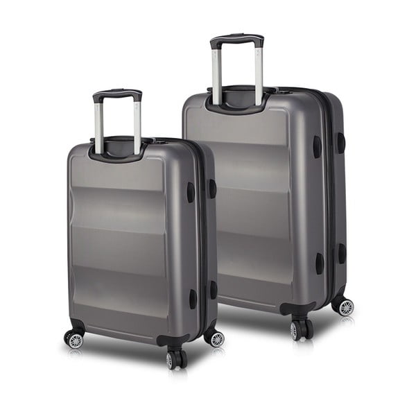 Set 2 valize cu roți și port USB My Valice LASSO Cabin & Medium, gri