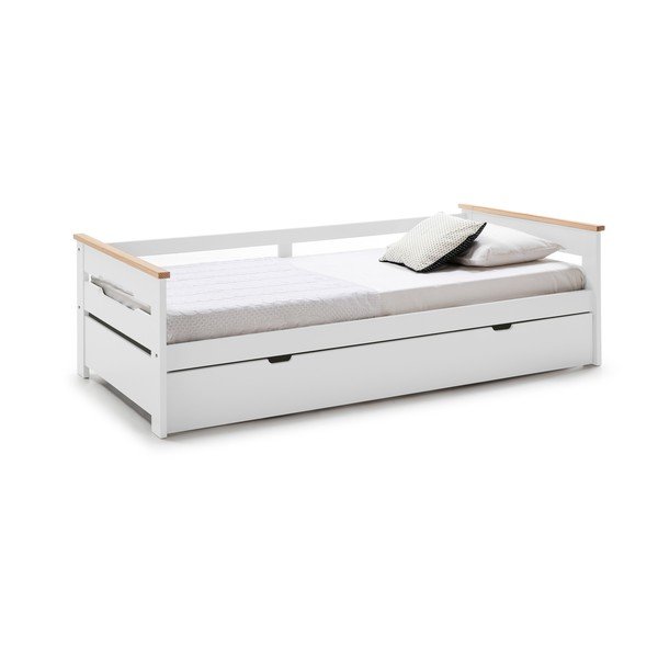 Pat cu extensie din lemn de pin alb pentru copii 90x190 cm Elisa - Marckeric-image-4