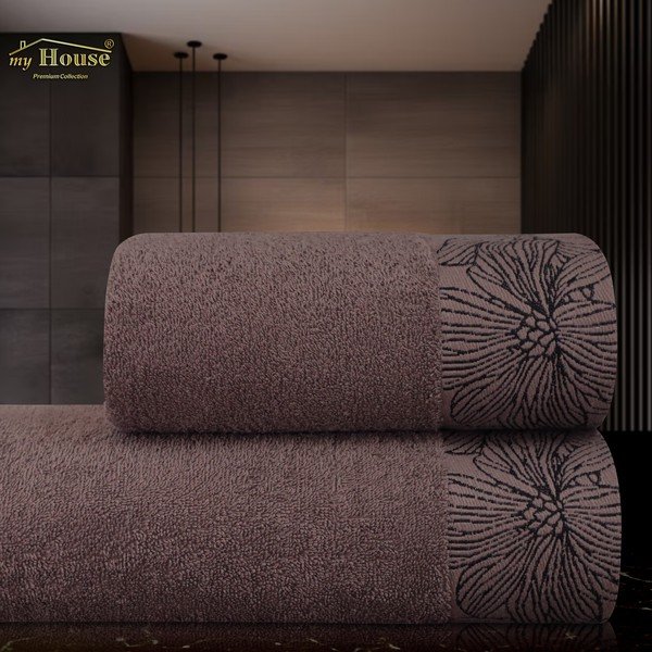 Prosop maro din bumbac din frotir 50x100 cm Valencia – My House-image-1