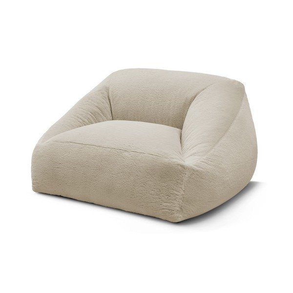 Fotoliu bean bag bej cu tapițerie din blană artificială Lilibet – Bobochic Paris