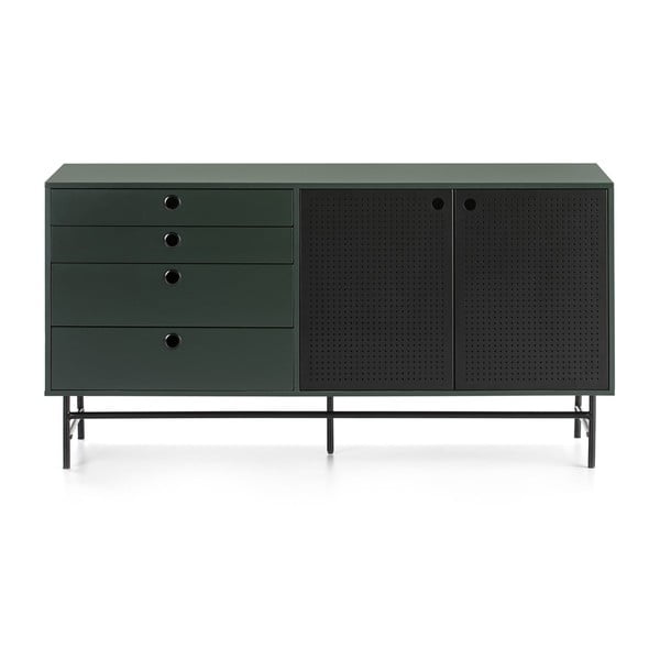 Comodă Teulat Punto, lungime 150 cm, negru-verde