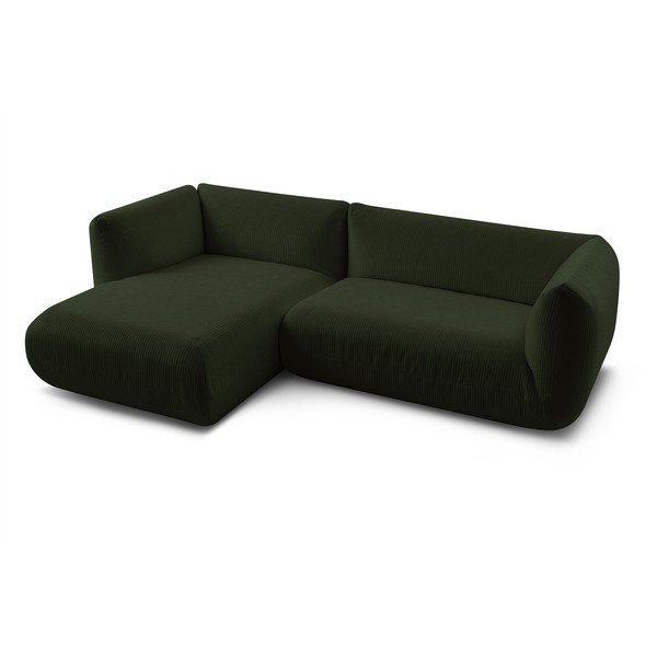 Colțar verde cu tapițerie din catifea reiată  (cu colț  pe partea stângă ) Lecomte – Bobochic Paris-image-3