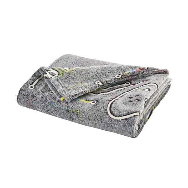 Pătură pentru copii fosforescentă gri din micropluș/cocolino 130x170 cm Game Over – Catherine Lansfield-image-2